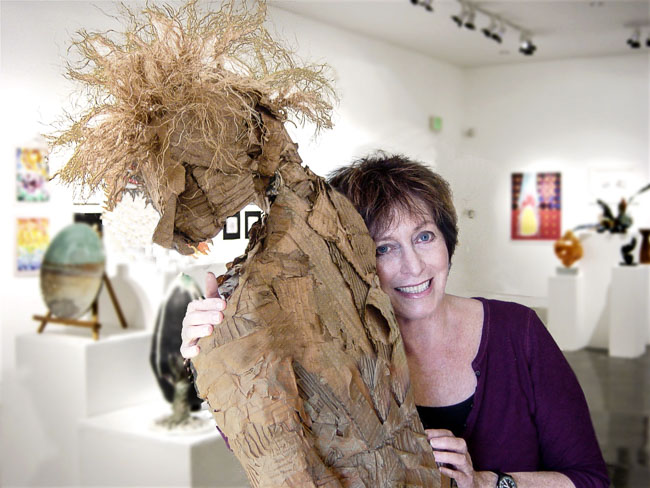 Sandra Robbins with My Guy Sculpture